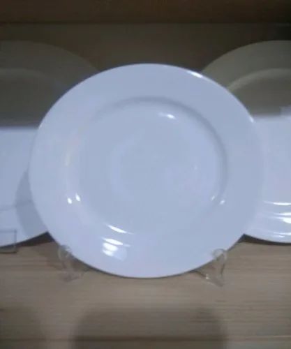 Round White Porcelain Georgian Dinner Plate, For Hotel, Size: 27 Cm