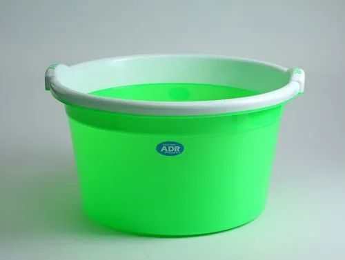Green And White 35 Litre Plastic Tub, For Cloth Washing
