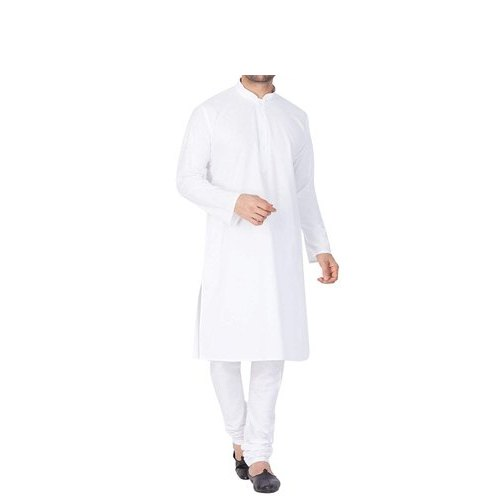 Casual Wear Men White Cotton Kurta Pajama, Machine wash