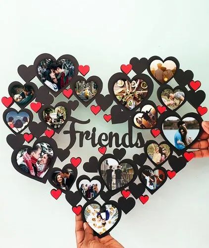 Customized friends heart shape MDF wall photo frame