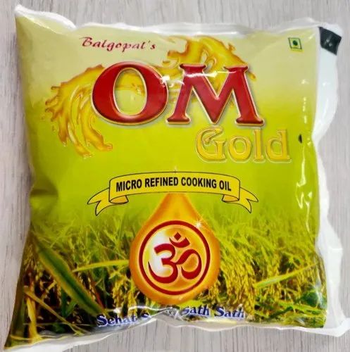 Om Gold 500 mL Pouch Rice Bran Oil, Lowers Cholesterol, Rich In Vitamin