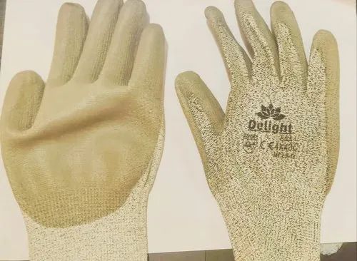 Delight PU Cut Resistant Hand Gloves Cut Level 5, Size: Large