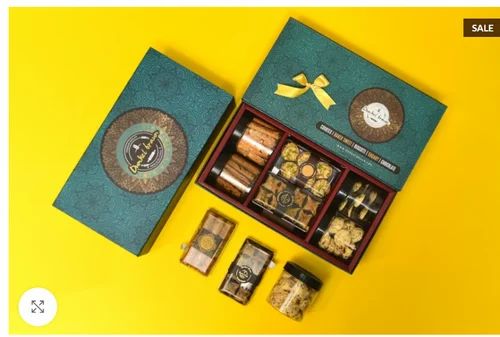 Carboard Blue Diwali special Delight box, For Eatables