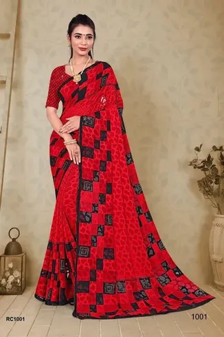 Red Party Wear Brasso Designer Saree