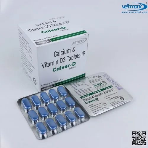 Calver-D Calcium Vitamin D3 Tablet IP, 10 X 15