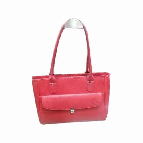 Plain Red Ladies Leather Bag