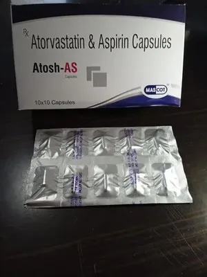 Atosh-AS Atorvastatin & Aspirin Capsules, Packaging Size: 10 X 10 Capsule