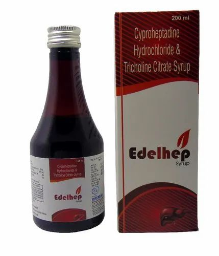 Edelhep Cyproheptadine Hydrochloride And Tricholine Citrate Syrup, Packaging Type: Box, Packaging Size: 200 Ml