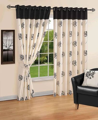 Allium Cream Black Designer Curtains
