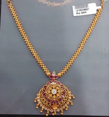 Brass Golden Fancy Kundan Necklace Set