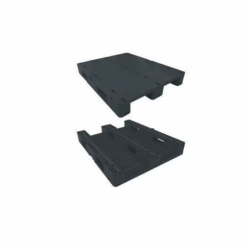 Dino Black 1000x1200x150mm Flat Surface 3 Runners HDPE Pallet, For Warehousing