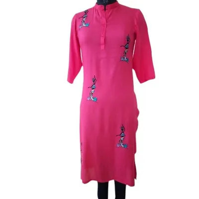 Party Wear 3/4th Sleeve Ladies Rayon Kurti, Size: S-XXL