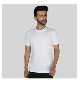 Polyester Cotton White Color Basic Cotton More Short Sleeves Slim Fit T-Shirt, Size: 2XL