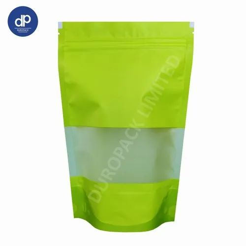 Matte Green Stand Up Pouch with Rectangle Window