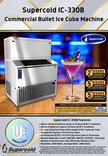 Supercold IC330B - To 482 Kg Bullet Shape Ice Cube Making Machine - 3 Phase