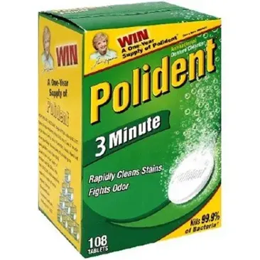 Polident 3-Minute Antibacterial Denture Cleanser-84 ct