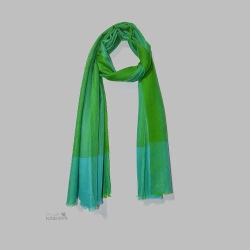 Bright Green and Turquoise Handwoven Cashmere