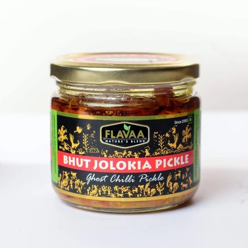 Flavaa Ghost Pepper/bhut Jolokia Chilli Pickle In Mustard Oil 250g Glass Jar