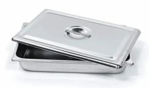 Stainless Steel Rectangular Instrument Tray With Lid, For Hospital