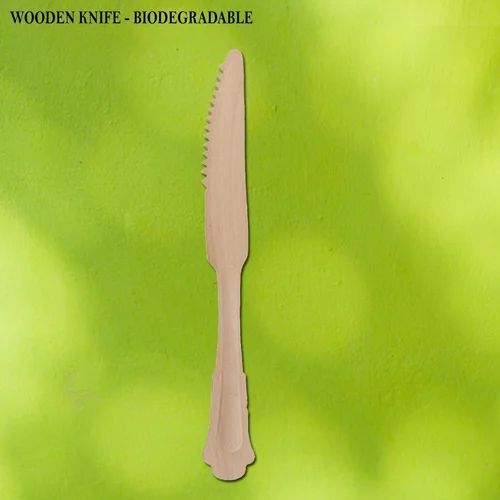 Brown Biodegradable Wooden Knife, For Event and Party Supplies, Size: 140 mm