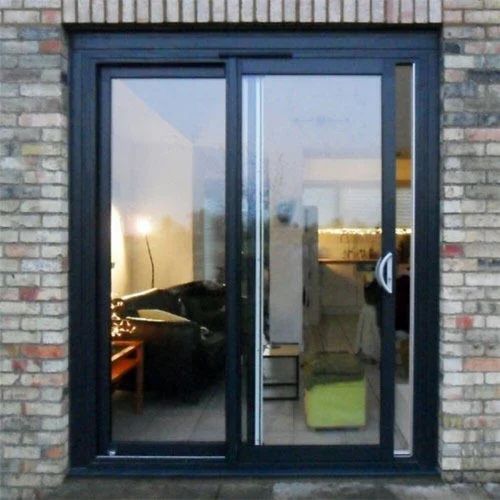 Modern Gray Aluminium Glass Door, For Residential