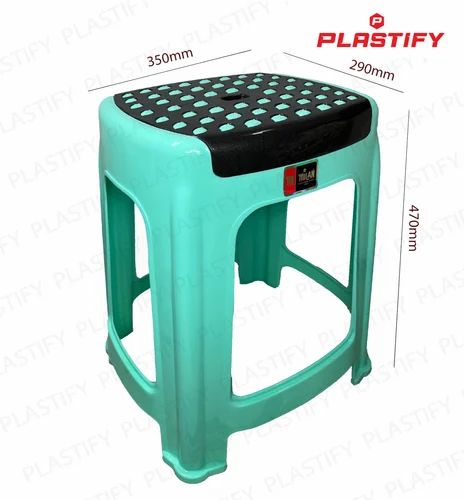 MILAN/PLASTIFY GREEN PLASTIC STOOL LEAF DESIGN