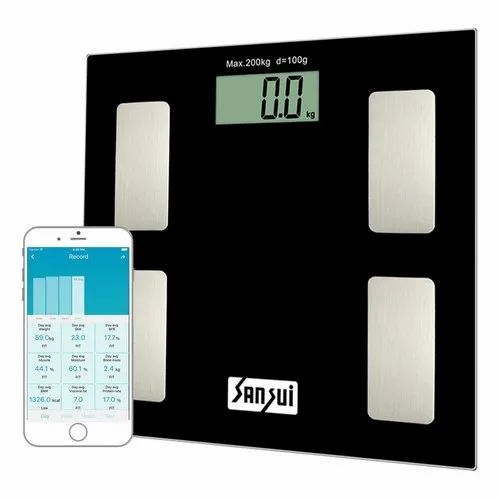Sansui Electronics Smart Connect Bluetooth 17 Essentials Composition Body Weighing Scale, (Black)