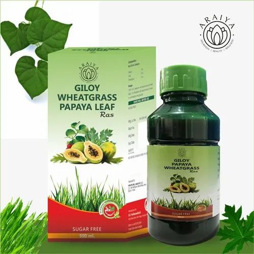 Giloy Wheatgrass Papaya Leaf Ras, For Blood Purifier, 500ml