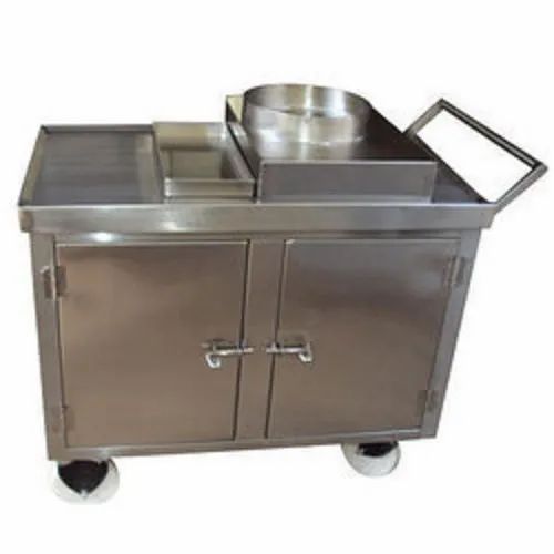 Silver Rectangular Hospital Food Trolley, Capacity: 100-150kg