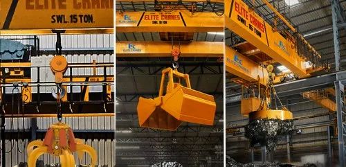 Mild Steel Elite Double Grider EOT Cranes With Grab Bucket And Magnet, Size/Capacity: 10-15 Ton