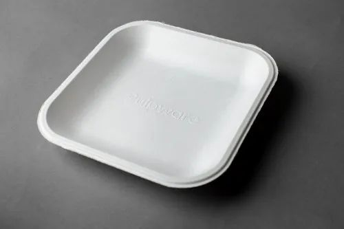 Bagasse White Pulpware 175mm (7 Inch) Square Plate For Restaurant