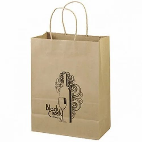 Brown Printed Paper Bag, For Shopping, Capacity: 5kg