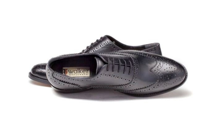 Classic Wing Tip Oxford Black Leather Brogue Shoe