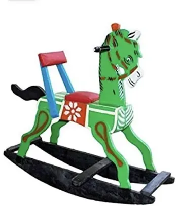 Wooden Rocking Horse Rocker Ride-on Toy for Indoors and Outdoors | Channapatna Wood Rocking Horse | Handmade Wooden Toys Toddler Gift| Gift for Kids/B