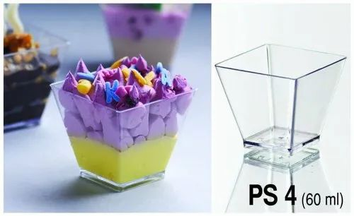 Transparent Plastic Dessert Cup, For Parties,Hotels & Restaurants, Capacity: 60 Ml