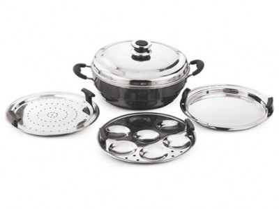 Multi Kadai Steel Lid And 5 Stainless Steel Plates