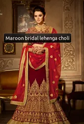 Velvet Designer Maroon Bridal Wear Lehenga Choli