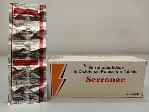 Serratiopeptidase & Diclofenac Potassium Tablets, Packaging Type: Strips, For Analgesics And Pain Relief Medicines