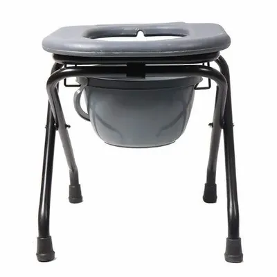 Entros Foldable Light Weight Oval Cut Commode Stool With Pot Bucket & Safety Lock