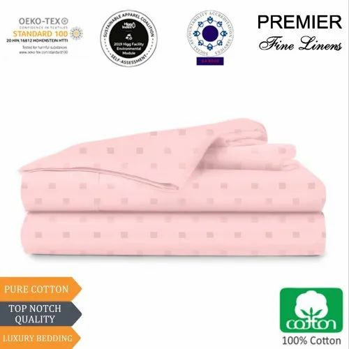 Baby Pink Standard Beds Glace Cotton Plain Bed Sheet, Size/Dimension: 225 X 270 Cm, Size: King Size