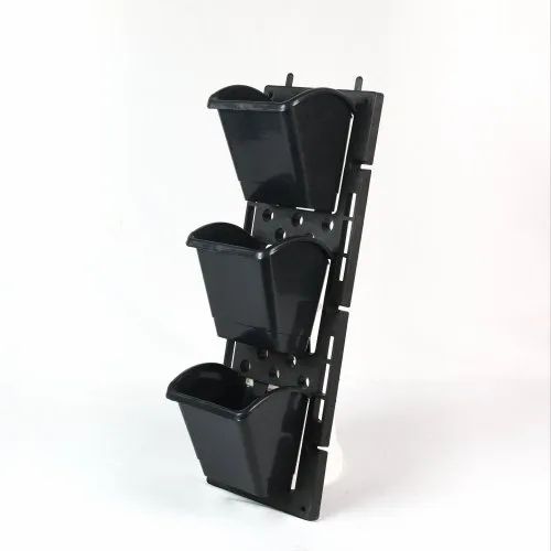 Black Vertical Garden Plain Plastic Flower Pot, For Decoration/Home/Garden/Gift, Size: Inches 18.50x6.25