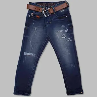 Regular Fit Belted Jeans for Kid Boys 6-7 Y / Navy Blue