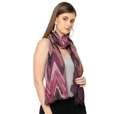 100 % Modal Red Abstract Printed Scarf