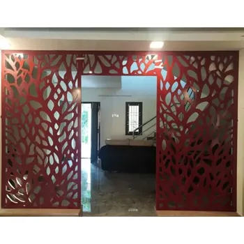 Red WPC Room Divider Jali