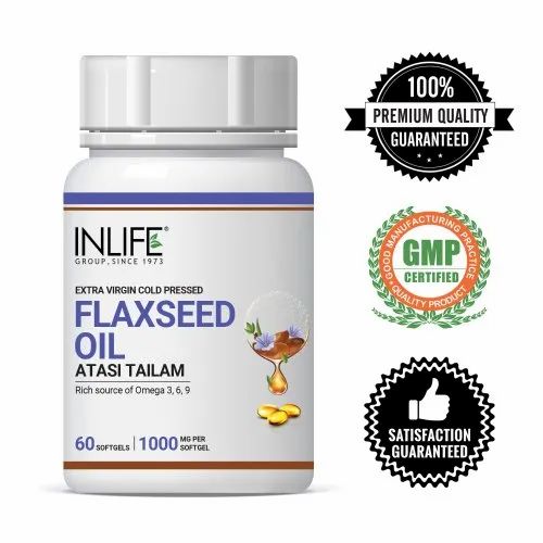 Inlife Dietary Supplement Capsule, Flaxseed Oil 1000mg Extra Virgin Cold Pressed Softgels