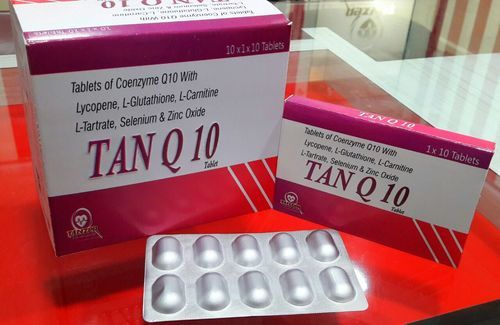 TAN -Q 10 Coenzyme Q10 Lycopene L-Glutathione L-Carnittine L-Tartrate, Packaging Size:10*1*10