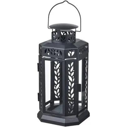 ENRUM Lantern f block candle, in/outdoor, Black - IKEA