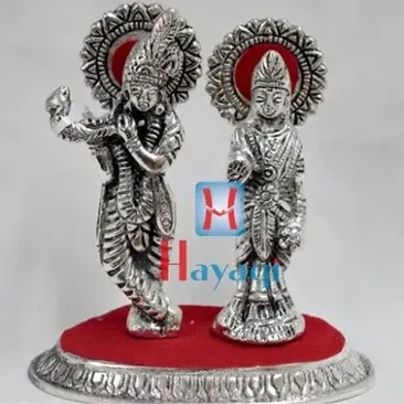 Radha Krishna Statue In Silver Polish Online