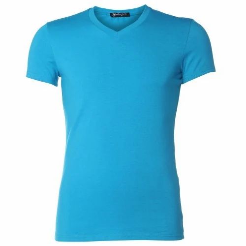 Blue Lycra Cotton, Poly Cotton Ladies T-shirt