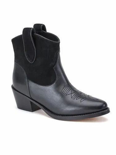Saint g Women Black Stitched Leather Ankle Boots